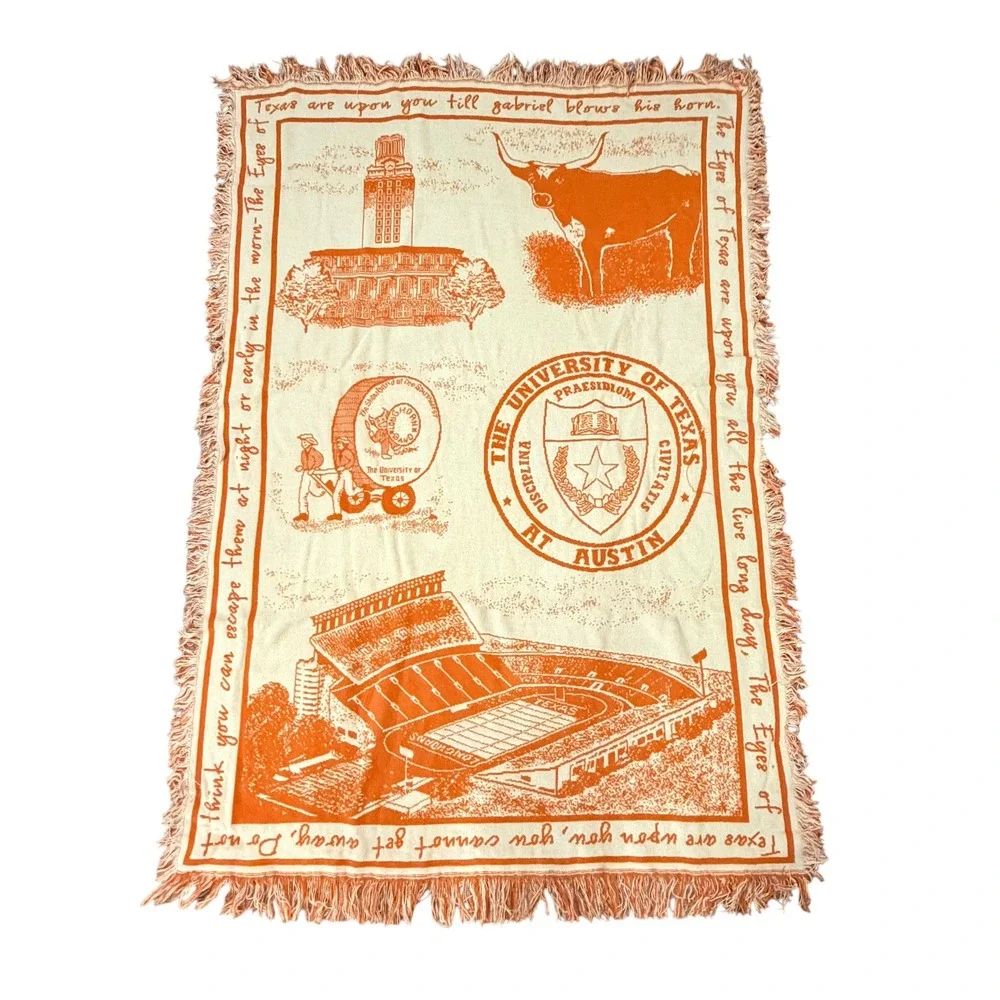 University of Texas Austin Longhorns Woven Tapestry Throw Blanket Burnt Orange